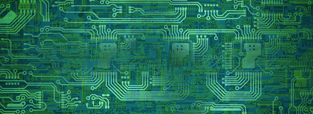 Platine in Tannengrün ... Printed circuit board, Copyright: Georg Thiel, Adobe Stock #45196497